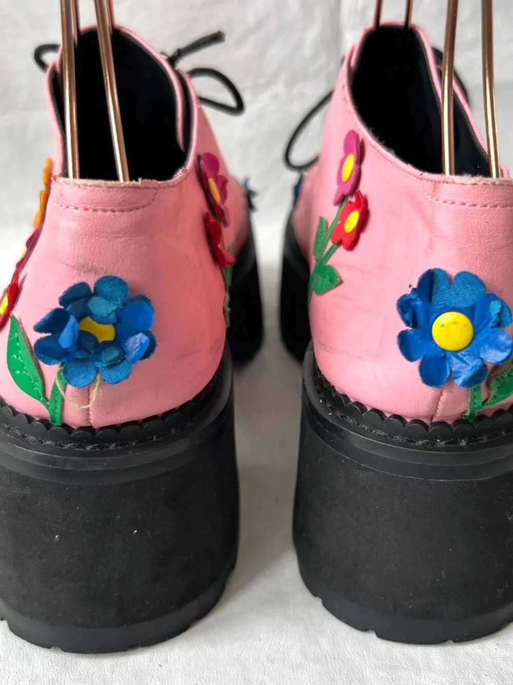 Delias Dolls Kill Pink Flower Platform Oxford Shoes womens size 10 block heel